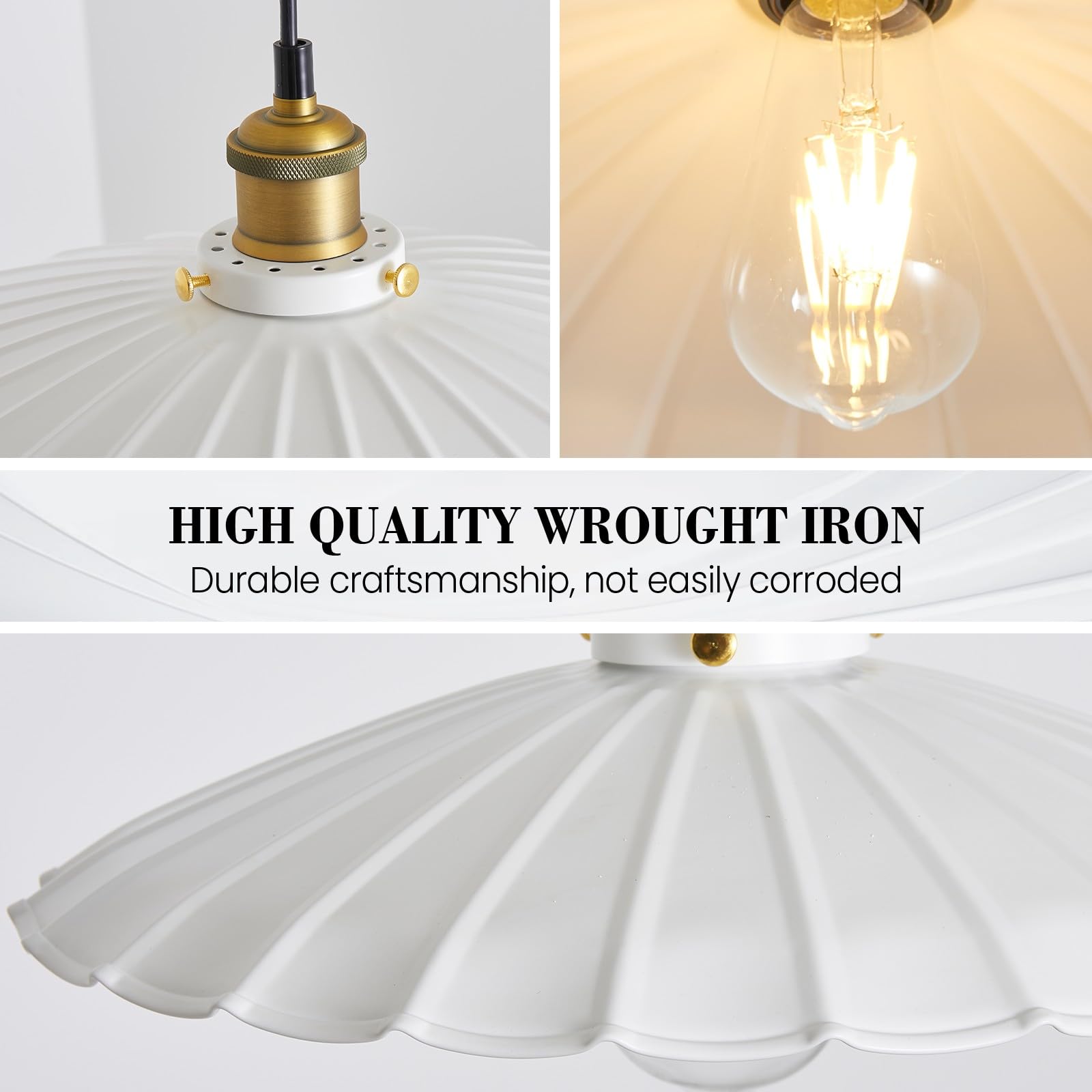 Oyisen Plug in Pendant Light 13.8 Inch Round Metal Shade Vintage
